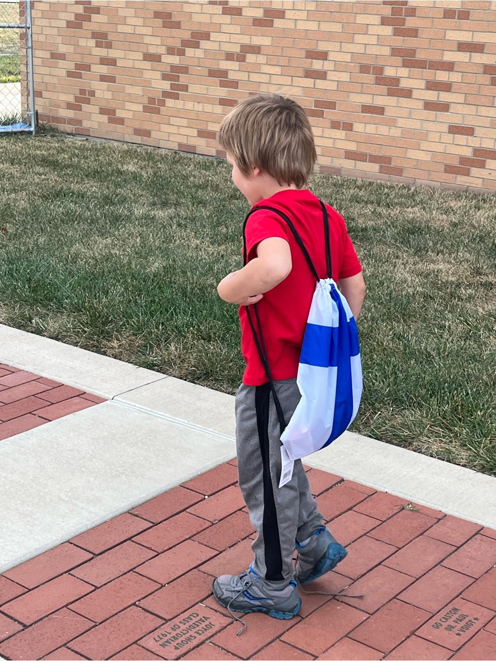 Back bag!! The national flag of Finland, back bag with straw strings.